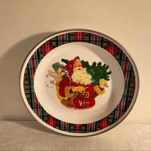 Enameled HALLMARK Jan KARON Santa Vintage Tray Plate.  10”